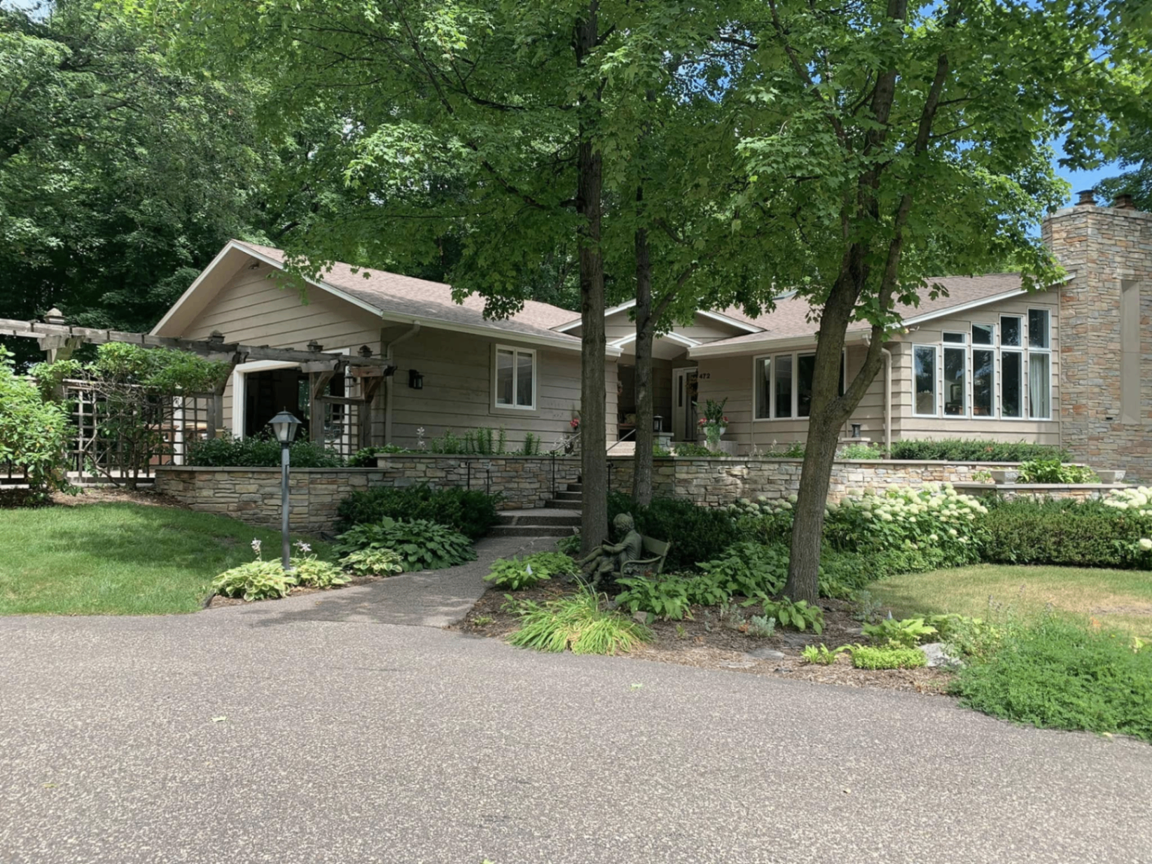 Established front entry landscape and shade gardens